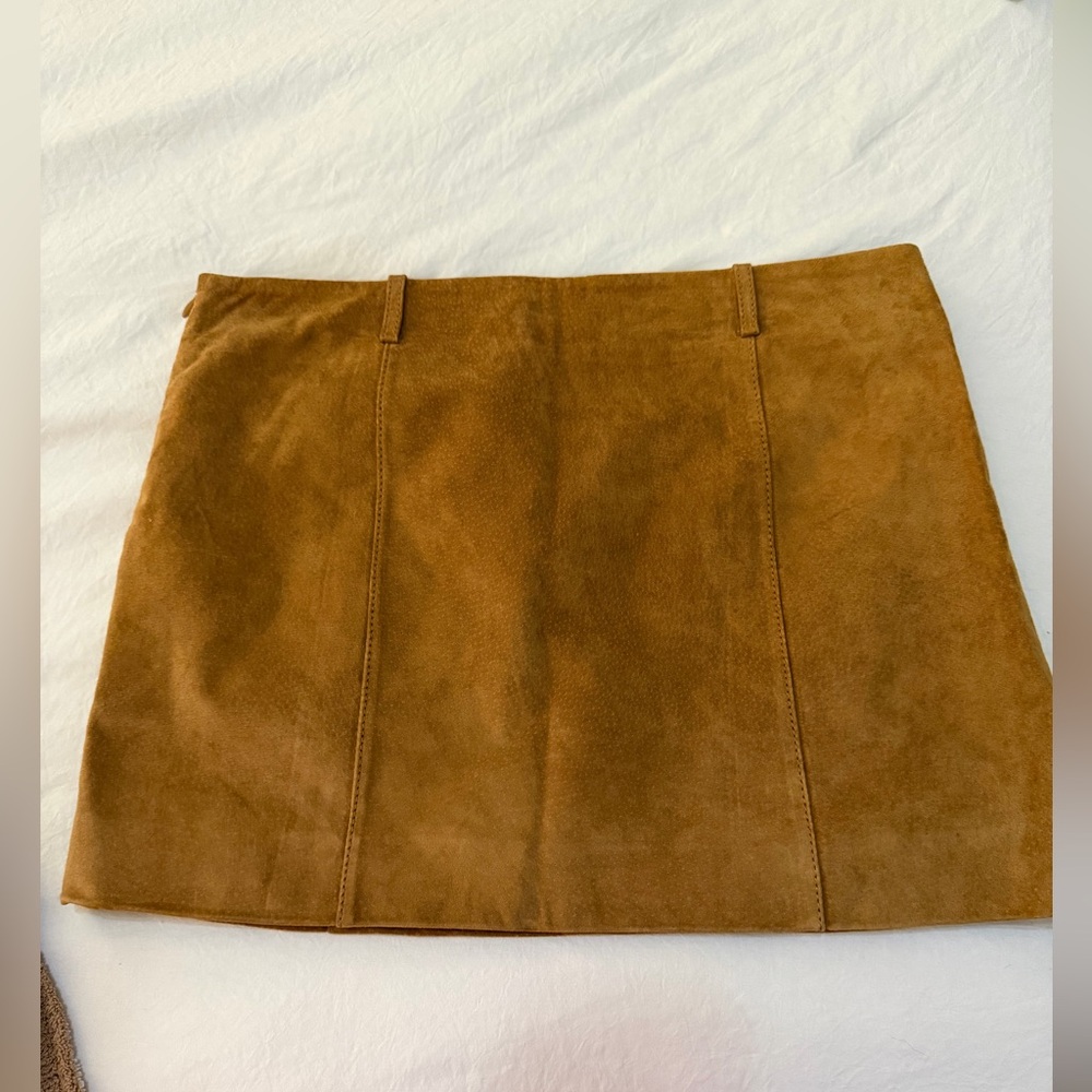 Zara Tan Suede Leather Mini Skirt XS - Picture 2 of 3